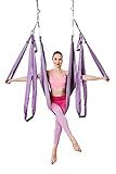 Aerial Yoga Swing Set – Antigravity Hammock for Inversion & Stretching – Ceiling or Doorway Hanging Yoga Sling for Adults & Kids (Purple)