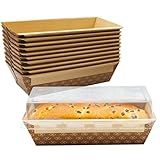 Avant Grub Baking Pan Chef Grade 1Lb Paper Loaf Pans 10 Pk. Elegant Disposable Bakeable Kraft Pan Supplies for Baking Bread, Small Meatloaf, Bundt Cake, Sweets, Kraft Paper - With Lids