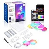 BRIGHTLUX Hexagon Unique RGB Wall Lights DIY Shape Gaming Lights with Music Sync 4 in, Smart Color Flow (8 Pack)
