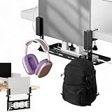 GLCON Desk Side Storage Organizer, Clamp-On Laptop Holder & Storage Shelf