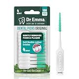 Dr. Emma Original Dental Picks Mint Soft Rubberized Tooth Picks Easy to Use Brush Picks 100Ct/Pack, 1 Pack(100Ct)