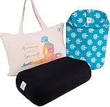 Gayo 100% Cotton Rectangle Yoga Bolster Pillow Set with Extra Cover and Carry Bag - Medium Travel Size Yoga Bolsters and Cushions - Supportive Yoga Accessories - Washable Cover- Black