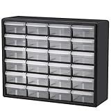 Akro-Mils 24-Drawer Plastic Drawer Storage Cabinet for Garage Organization, Bead Organizer, Building Bricks Storage, Teacher Toolbox, Makeup Organizer, 20" W x 6" D x 16" H, 10724 Black