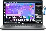 2025 Dell Precision 3490 Mobile Workstation AI PC Laptop (14" FHD, Intel 16-Core Ultra 7 155H (> i9-12900H), 64GB DDR5, 2TB SSD) Business, Engineer, IST HUB, Thunderbolt 4, 1080p Webcam, Win 11 Pro