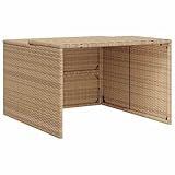 vidaXL Robot Mower Garage - Poly Rattan, Durable Lawn Mower Storage Shed, Beige, Weather-, 33.9"x35.4"x20.5"/22.4"