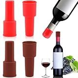 Vodolo Silicone Wine Stopper,4pcs Reusable and Unbreakable Glass Bottle Sealer Covers Wine Stoppers, Wine Plug,Wine Cork Stopper for Keeping Wine Champagne Fresh Home Use
