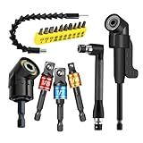 17pcs Flexible Drill Bit Extension, Include 3pcs Impact Socket Adapter 2pcs Hex Shank 105° Right Angle Drill Attachment 10 Short Screwdriver Bits Bendable Drill Bit Extension and 90° Angled Bits
