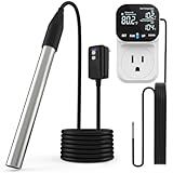 1800W Immersion Pool Water Heater, Electric Submersible Hot Tub Water Heaters with LCD Thermostat & GFCI Plug, Fast Heating for Inflatable Swimming Pool, Stock Tank, Bathtub, Bucket, Baptistery (BK)