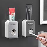 Automatic Toothpaste Dispenser for Kids, Toothpaste Squeezer for Kids & Family Shower Decor, is Wall Mounted Bathroom Accessories Organizer. (Grey+Black, TD28)