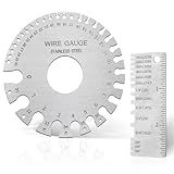 karmiero 2Pcs Metal Gauge Thickness Tool, Wire Gauges Size for Welding, Highly Accurate Wire Gauge Measuring, Standard Dual-Sided Round Wire Sheet Gage and Thickness Gauge for Wire Welding