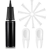 Skylety 13 Pcs Black Exercise Ball Hand Pump Set Fitness Yoga Ball Inflator Pump with 2 Pieces Plug Removers and 10 Pieces Air Plugs Pin Air Stoppers Adapter Kit