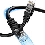 Cmezevi Cat6 Ethernet Cable 16FT, Flexible 24AWG Bare Copper, 10Gbps 550MHz High Speed RJ45 LAN UTP Black Round Patch Cord for Gaming Streaming Home Office Router Modem Server PC