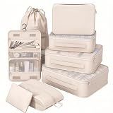 8 Set Packing Cubes for Travel, Suitcase Organizer Bags for Luggage (Cream) | Packing Cubes Luggage, Travel Luggage Packing Organizer for Travel Accessories & Vacation Essentials