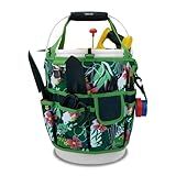KUNN Bucket Tool Organizer 5 Gallon 18-Pocket Gardening Tool Bag with Hangable Handle | Garden Caddy & Bucket Accessory, Green