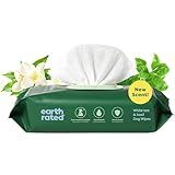 Earth Rated Pet Wipes for Dogs and Cats, Hypoallergenic, 3-in-1 Cleaning, Deodorizing and Hydrating, for Grooming Paws, Body and Butt, New White Tea and Basil Scent, 100 Count