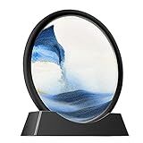 TKTM Liquid Motion Sandscape Round Moving Sand Art Sensory Toy Fidget Home Office Desktop Decoration (Blue, 7-in)