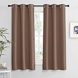 RYB HOME Bedroom Window Curtains 63 inches Length, Room Darkening Privcay Curtains Drapes Thermal Insulated Shades for Bedroom Basement Home Office, W42 x L63 inches, Mocha, 2 Panels