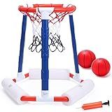 EagleStone Pool Basketball Hoop, Floating Inflatbale Pool Basketball Games Toys with 2 Pool Balls and Pump,Swimming Pool Outdoor Play Toddler Basketball Hoop Indoor for Kids Adults Age 8-12,