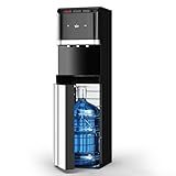 Tehanld Bottom Loading Water Cooler Dispenser for 5 Gallon Bottles,Stainless Steel Water Cooler with 3 Temperature -Hot, Cold & Room,Child Safety Lock,Ideal for Home and Office, Charcoal Black