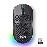 TMKB Falcon M1 Wireless Gaming Mouse, 24000DPI Optical Sensor, 180Hrs Battery, Lightweight, 6 Programmable Buttons, RGB Strip, 2.4G/BT5.2/USB-C Wired for PC/Mac/Laptop - Matte Black