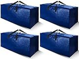 Cosy Family 4 Pack Heavy Duty Extra Large Moving Bags with Backpack Straps - Strong Handles & Zippers, Storage Totes For Space Saving, Fold Flat, Alternative to Moving Box (X-Large-Set of 4, Blue)