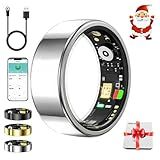 ZBNMY White Elephant Gifts,Smart Ring,Gifts Christmas for Women Men - Sleep Monitoring/Blood Oxygen/Motion Tracking,Waterproof & No Subscription Required,Gifts for Mom Dad Boyfriend Her Him Silver 10