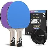PRO-SPIN Ping Pong Paddles - Professional Level Table Tennis Rackets with Carbon Fiber for Superior Control | 7-Ply Blade, Premium Rubber, 2.0mm Sponge (Blue/Violet, 1-Pack)
