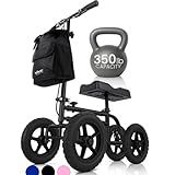 Vive Mobility All Terrain Knee Scooter Walker for Foot Injuries - Adult Broken Leg Crutch Cart Roller for Surgery, Broken Foot, Ankle Injury - Kneeling Rolling Steerable Seated Wheel Scooter Aid