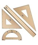 Mr. Pen- Geometry Set, Gold Color, 4 Pack, Metal Kit With Triangle Ruler, Protractor, Set Square, and Drafting Tools