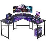 Casaottima L Shaped Gaming Desk, Corner Desk Gaming Table for Home Office, Computer Desk Sturdy Writing Workstation for Small Space, Easy to Assemble, 51 inch, Carbon Fiber Surface, Black