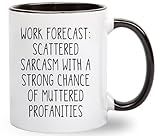 Gelid Work Forecast Coffee Mug - Funny Coworker Birthday Gift Idea for Him or Her – Present for Boss Employer Bestfriend - Sarcastic Gag Going Away Farewell - 11 oz Cup Novelty Drinkware