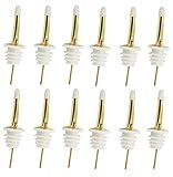 24 Pack Liquor Pour Spouts Set - Stainless Steel bottle spout and Liquor Pourers Dust Caps Covers Gold White