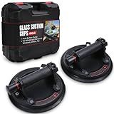 Houseables Windshield Removal Tool, Glass Suction Cups, Windshield Suction Cup, Auto Glass Removal Tools, Kit, Lift Large Tile, Vacuum Window Lifter, Floor, Table Top, Mirror, Heavy Duty, 440 LB, 2PK