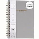 Daily Work Journal – Monthly Undated Planner with 25 Guided Prompts for Career Clarity, Goal Setting & Productivity – Gray Linen Hardcover Journal for Professionals, Students & Entrepreneurs