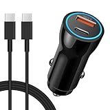 for iPhone 15 16 Car Charger, 43W 2-Port Fast USB C Car Charger Power Adapter with 6FT USB C to Type C Cable for iPhone 16e 16/15 Pro Max/Plus/iPad Pro/Samsung Galaxy S25 S24 S23 S22 S21 Ultra