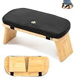 Estleys Meditation Bench, Bamboo Meditation Stool, Folding Kneeling Meditation Bench, Seiza Prayer Bench, Prayer Bench with Meditation Cushion, Kneeling Stool (Black)