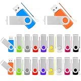 2GB USB Flash Drive Bulk, 20 Pack Thumb Drives Memory Stick Colorful Jump Drives Multipack Zip Pendrive with Lanyards, Swivel Memoria USB Drive Flashdrive for Home Office School Data Storage