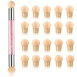 Nail Gradient Sponge Pen, ForSewian Double Head Nail Painting Brush with 20 Pieces Replacement Head for Nail Art Design