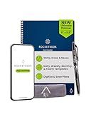 Rocketbook Flex Planner, Reusable Undated Smart, Executive Size 6x8.8 in Navy Blue – Daily, Weekly, Monthly, Annual Calendar, Tasks, Goals, Scheduling, Productivity, App Connected, Erasable, Durable Cover