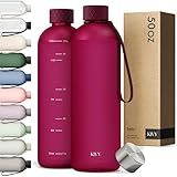 KIVY Large Water Bottle 50oz [Lightweight & Shatterproof] Fits Backpack & Cupholder for Travel, Sports, School - Extra large water bottle no straw - 1.5 Liter water bottles - 50oz Water bottle Red
