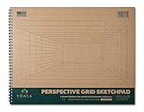 Koala Tools - 40-Sheet Sketch Pad for 1-Point Perspective Drawing, Spiral Bound Gridded Graph Paper for Interior Room Design, Industrial, Architectural and 3D Design, 11 x 14 inches