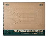 Koala Tools - 40-Sheet Sketch Pad for 1-Point Perspective Drawing, Spiral Bound Gridded Graph Paper for Interior Room Design, Industrial, Architectural and 3D Design, 11 x 14 inches