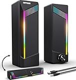 Computer Speakers, 2 in 1 PC Speaker , Gaming Speakers for PC Computer Laptop Desktop Monitor, RGB Speakers with Touch Sensitive Lighting, USB Powered 3.5mm Aux(Package Only Two Speaker, No Soundbar)