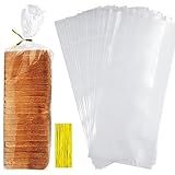 Clear Bread Bags with Ties, 30 Reusable Plastic Bags for Homemade Bread and Bakery Use, 50 Adjustable Ties
