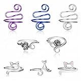 8 Piece Knitting Crochet Loop Ring for Fingers Adjustable Yarn Tension Control Ring Metal Open Yarn Guide Crochet Rings Braided Faster Knitting Thimbles Holders Accessories for Crocheters Knitters