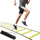 NKJIH 20ft Adjustable Agility Speed Ladder Training Ladder with Carry Bag - Soccer, Speed, Football Fitness Feet Training - Agility Training Equipment for Footwork Drills(Yellow)