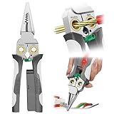 GADO Pro 8-in-1 Wire Crimper Stripper with Voltage Detector & Dual Alarms - Heavy Duty 12-250V AC/DC Tester for Hot/Neutral Wires - Electrician, HVAC, Car Repair Tool (Gray)