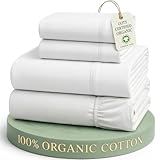 LANE LINEN Queen Sheets 100% Organic Cotton 4pc Percale Cooling - White