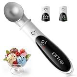 ElfTrip Rechargeable Heated Ice Cream Scoop with LED Display, Safety On/Off Lock & Dual Heating Modes Ergonomic Handle Non-Stick Electric Kitchen Scooper, Panda Black, 1.8oz