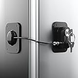 RORMGO Refrigerator Lock 2 Packs, Fridge Lock with Silicone Wire Protection Fridge Locks for Kids Easy to Use and Install Cabinet Locks with Key, Black